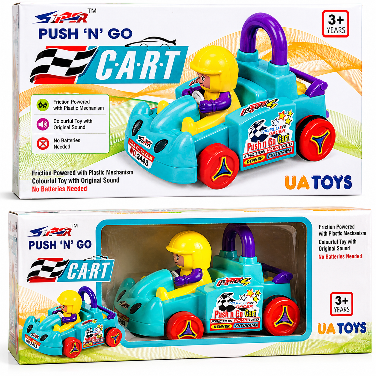 Push & Go Cart Toy | Friction-Powered Toy Cart for Kids (3-Pack)