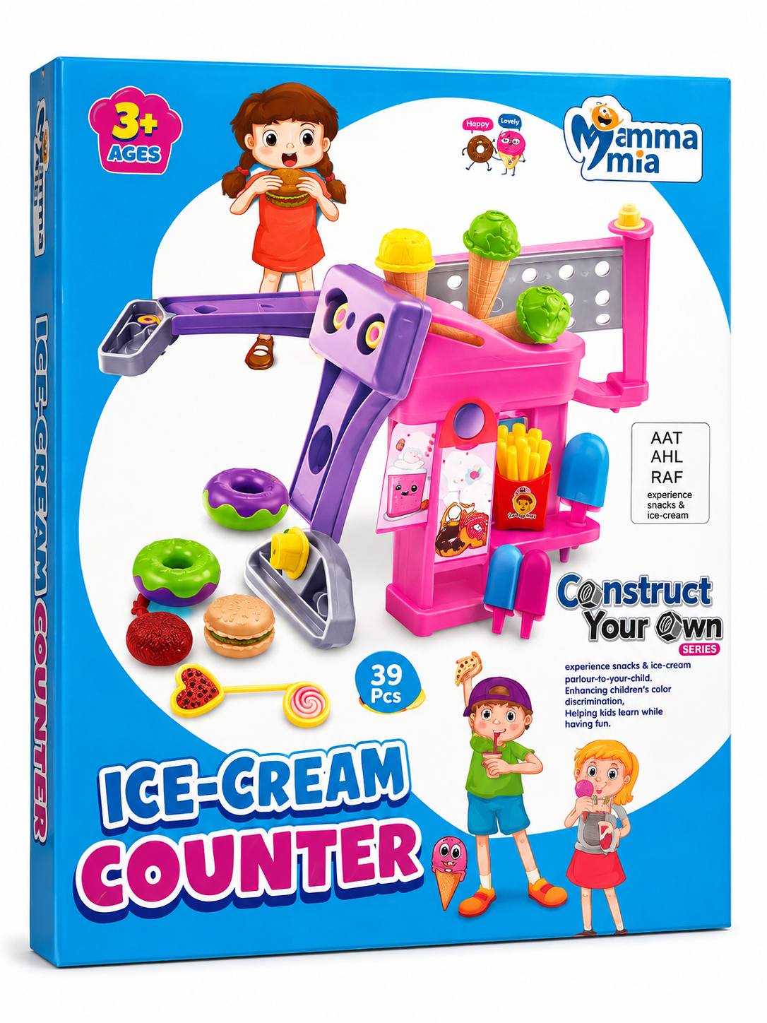 Ice Cream Counter Pretend Play Set | Toy Shop Counter for Kids
