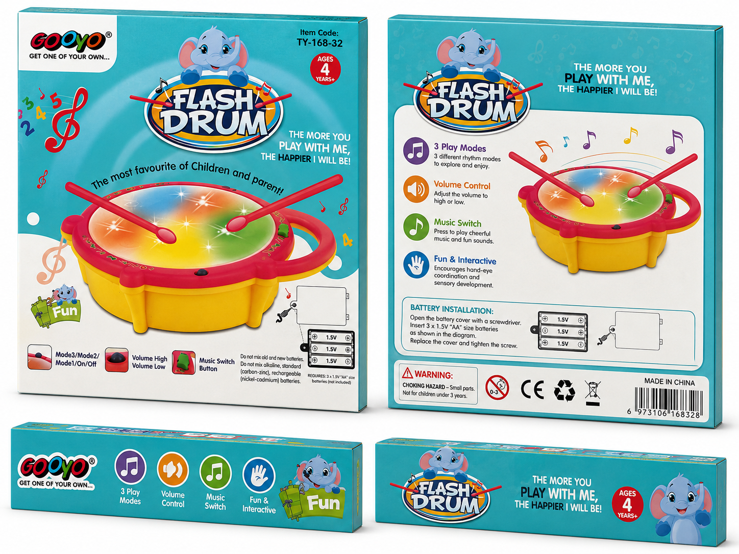 Flash Drum Musical Toy | Electronic Drum Set with Light & Sound for Kids