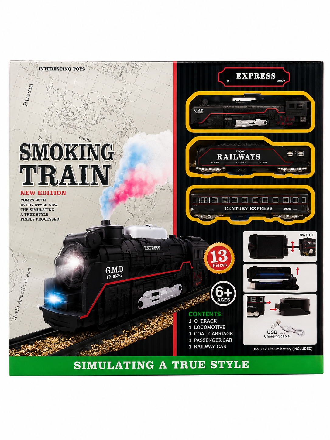 Smoke Effect Train Toy | Friction Pull-Back Train with Smoke & Sound