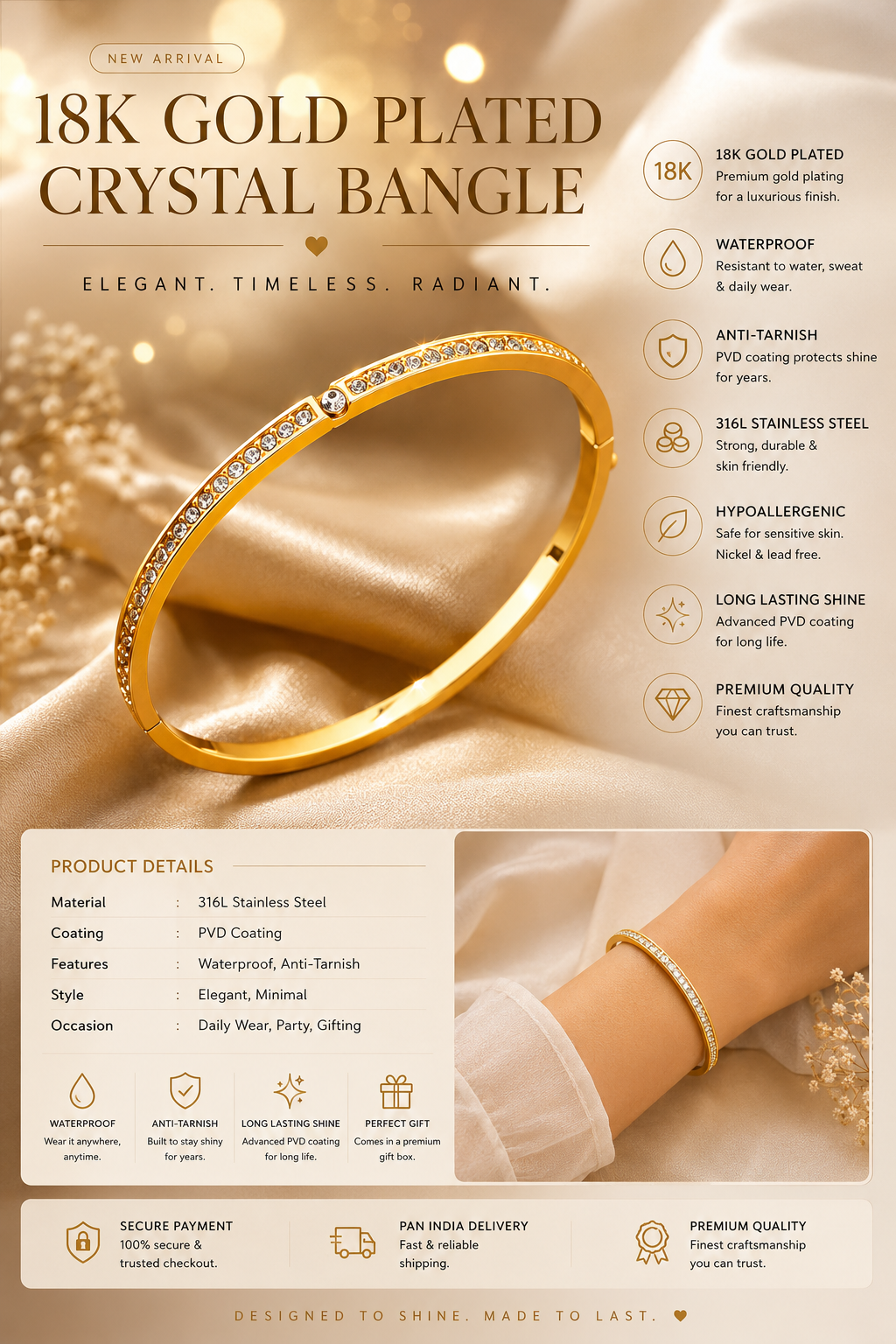 Anti-Tarnish Bangle B-105