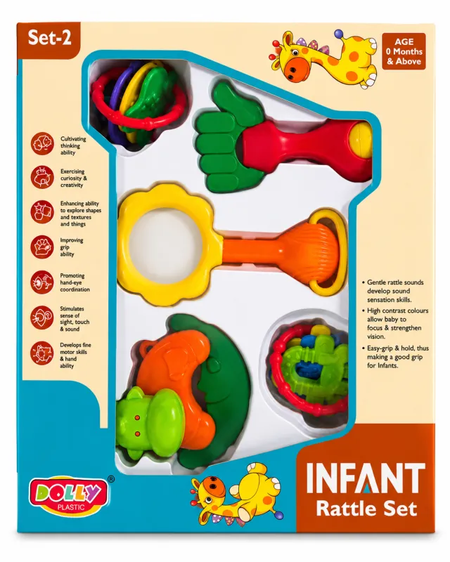 Infant Rattle Set 2-Piece | Baby Sensory & Grasp Rattle Toys
