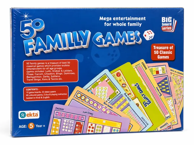 50 Family Games in 1 Board Game Set | Indoor Games for Kids & Adults