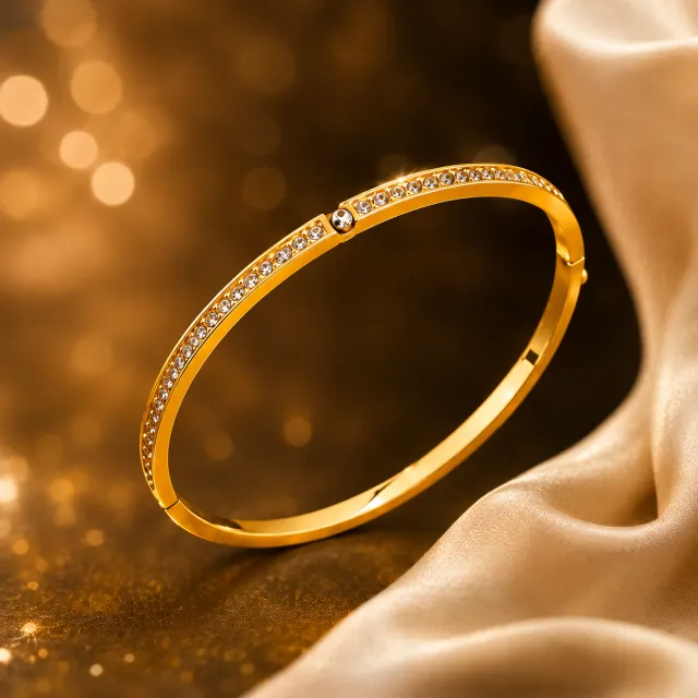 Anti-Tarnish Floral Bangle – B-105